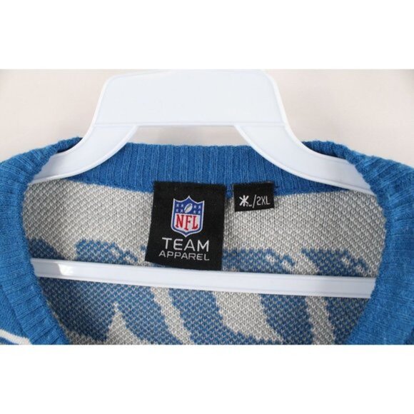 Vintage Mens 2XL XXL Distressed Detroit Lions Football Knit Christmas Sweater - Picture 8 of 11
